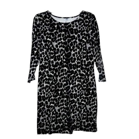 Leopard Black and White Print Old Navy Dress Size XS with 3/4 sleeves - Picture 1 of 3